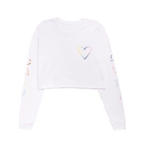 Taylor Swift Lover Long Sleeve White Crop Tee